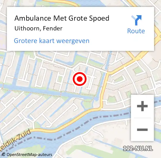 Locatie op kaart van de 112 melding: Ambulance Met Grote Spoed Naar Uithoorn, Fender op 8 mei 2024 12:11