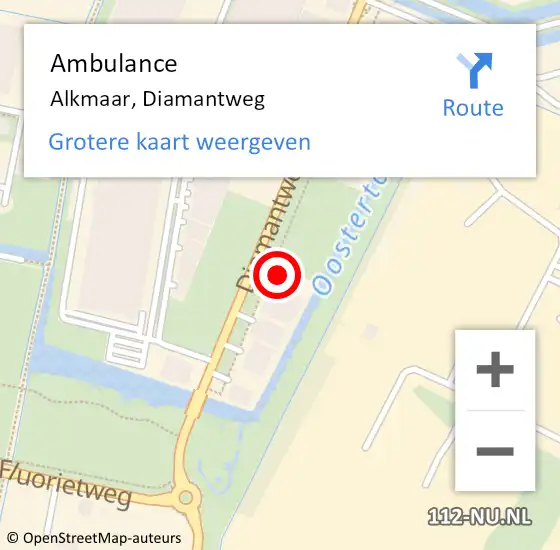 Locatie op kaart van de 112 melding: Ambulance Alkmaar, Diamantweg op 8 mei 2024 12:36
