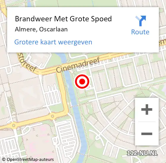 Locatie op kaart van de 112 melding: Brandweer Met Grote Spoed Naar Almere, Oscarlaan op 8 mei 2024 12:43