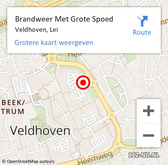 Locatie op kaart van de 112 melding: Brandweer Met Grote Spoed Naar Veldhoven, Lei op 8 mei 2024 12:44