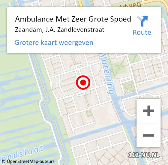 Locatie op kaart van de 112 melding: Ambulance Met Zeer Grote Spoed Naar Zaandam, J.A. Zandlevenstraat op 8 mei 2024 12:49
