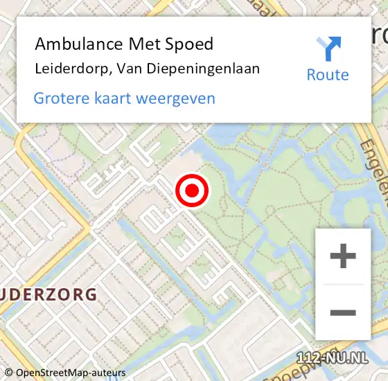 Locatie op kaart van de 112 melding: Ambulance Met Spoed Naar Leiderdorp, Van Diepeningenlaan op 8 mei 2024 12:50