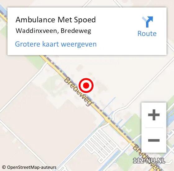 Locatie op kaart van de 112 melding: Ambulance Met Spoed Naar Waddinxveen, Bredeweg op 8 mei 2024 12:53