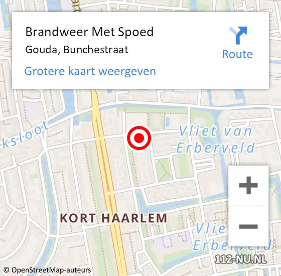 Locatie op kaart van de 112 melding: Brandweer Met Spoed Naar Gouda, Bunchestraat op 8 mei 2024 13:03