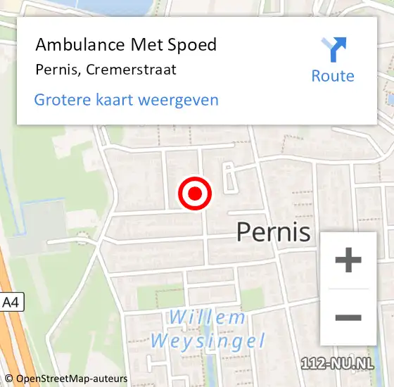 Locatie op kaart van de 112 melding: Ambulance Met Spoed Naar Pernis, Cremerstraat op 8 mei 2024 13:21