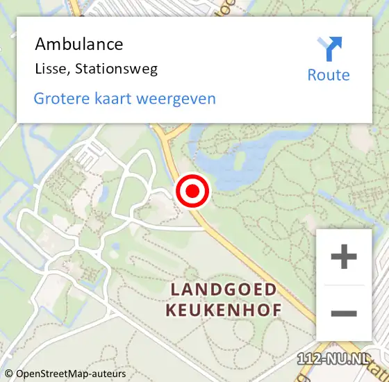 Locatie op kaart van de 112 melding: Ambulance Lisse, Stationsweg op 8 mei 2024 13:27
