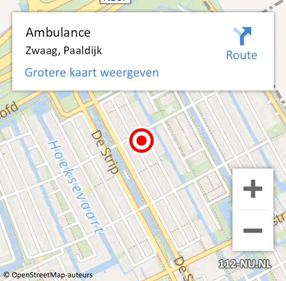 Locatie op kaart van de 112 melding: Ambulance Zwaag, Paaldijk op 8 mei 2024 13:34