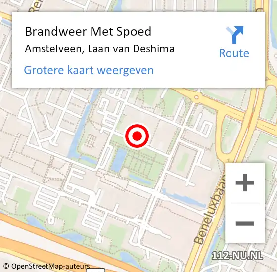 Locatie op kaart van de 112 melding: Brandweer Met Spoed Naar Amstelveen, Laan van Deshima op 8 mei 2024 13:34