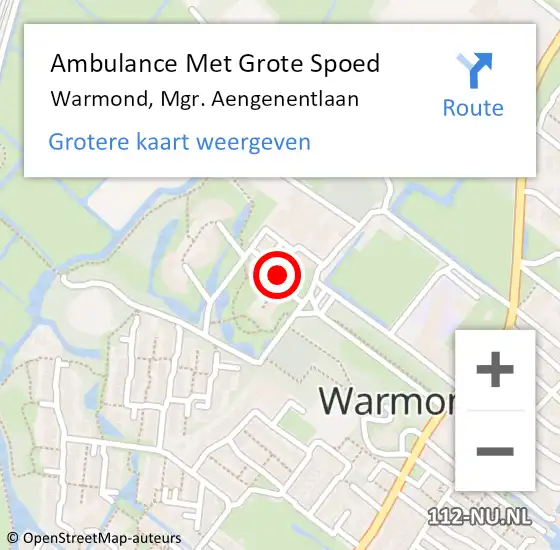 Locatie op kaart van de 112 melding: Ambulance Met Grote Spoed Naar Warmond, Mgr. Aengenentlaan op 8 mei 2024 13:36