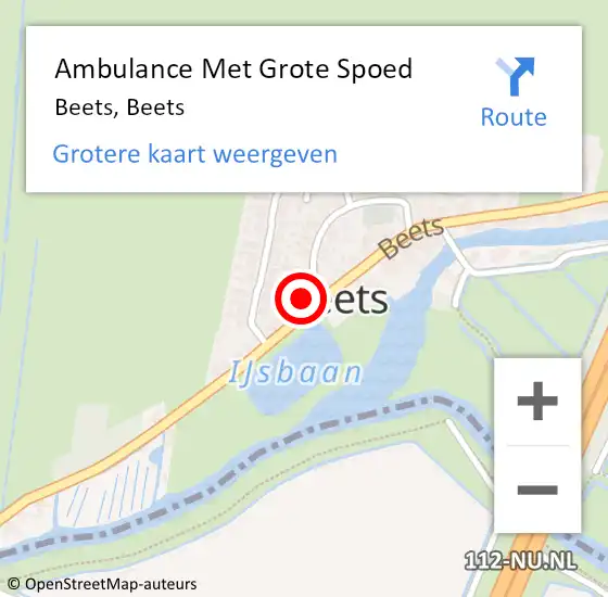 Locatie op kaart van de 112 melding: Ambulance Met Grote Spoed Naar Beets, Beets op 8 mei 2024 13:38