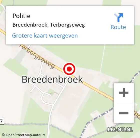 Locatie op kaart van de 112 melding: Politie Breedenbroek, Terborgseweg op 8 mei 2024 13:43