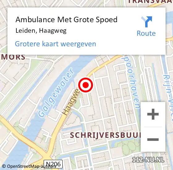 Locatie op kaart van de 112 melding: Ambulance Met Grote Spoed Naar Leiden, Haagweg op 8 mei 2024 13:43