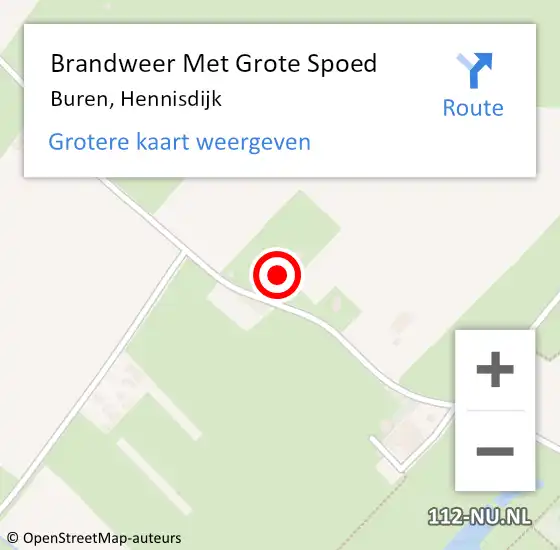 Locatie op kaart van de 112 melding: Brandweer Met Grote Spoed Naar Buren, Hennisdijk op 8 mei 2024 13:47