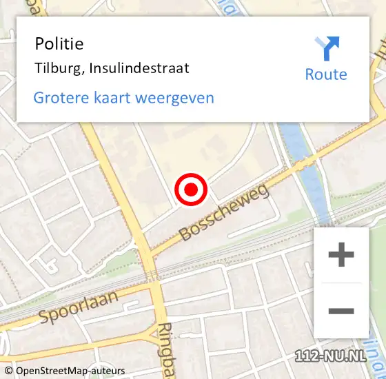 Locatie op kaart van de 112 melding: Politie Tilburg, Insulindestraat op 8 mei 2024 13:51