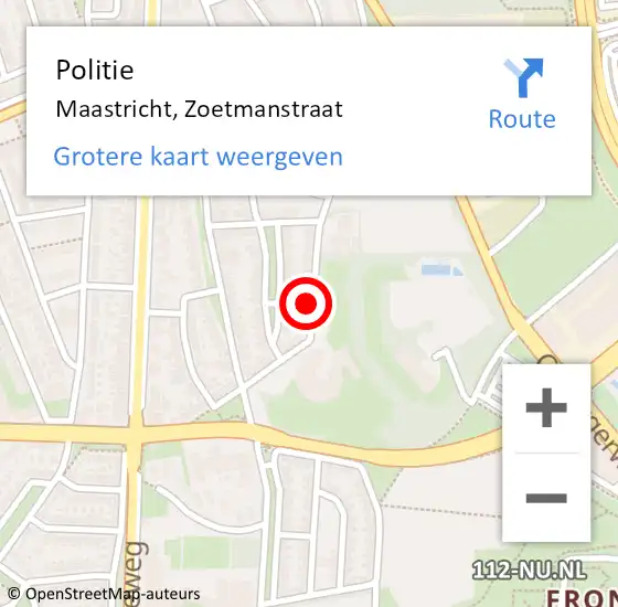 Locatie op kaart van de 112 melding: Politie Maastricht, Zoetmanstraat op 8 mei 2024 13:51