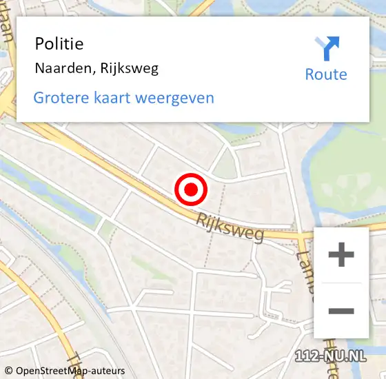 Locatie op kaart van de 112 melding: Politie Naarden, Rijksweg op 8 mei 2024 13:54