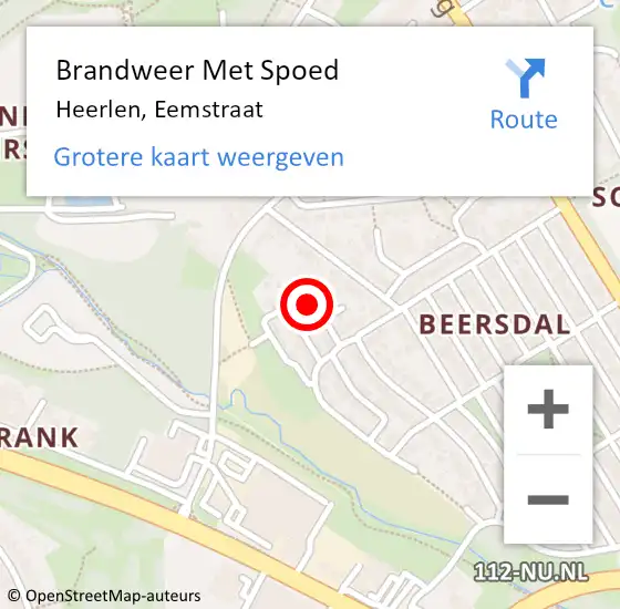 Locatie op kaart van de 112 melding: Brandweer Met Spoed Naar Heerlen, Eemstraat op 8 mei 2024 13:58