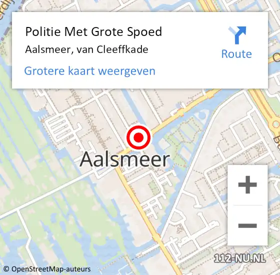 Locatie op kaart van de 112 melding: Politie Met Grote Spoed Naar Aalsmeer, van Cleeffkade op 8 mei 2024 14:01