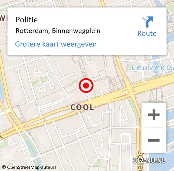 Locatie op kaart van de 112 melding: Politie Rotterdam, Binnenwegplein op 8 mei 2024 14:05