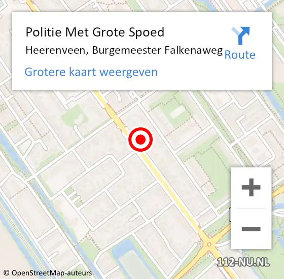 Locatie op kaart van de 112 melding: Politie Met Grote Spoed Naar Heerenveen, Burgemeester Falkenaweg op 8 mei 2024 14:06