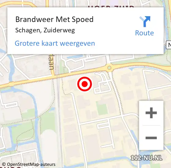 Locatie op kaart van de 112 melding: Brandweer Met Spoed Naar Schagen, Zuiderweg op 8 mei 2024 14:07