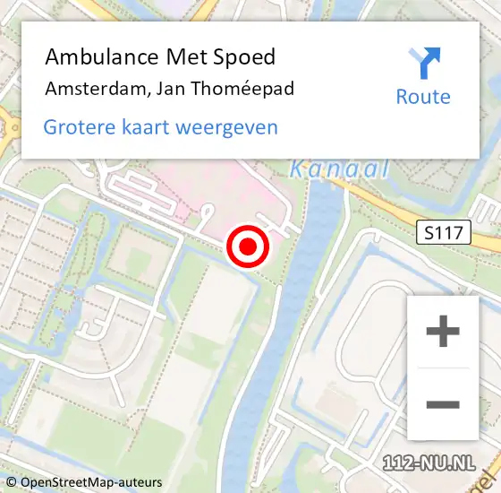 Locatie op kaart van de 112 melding: Ambulance Met Spoed Naar Amsterdam, Jan Thoméepad op 8 mei 2024 14:07