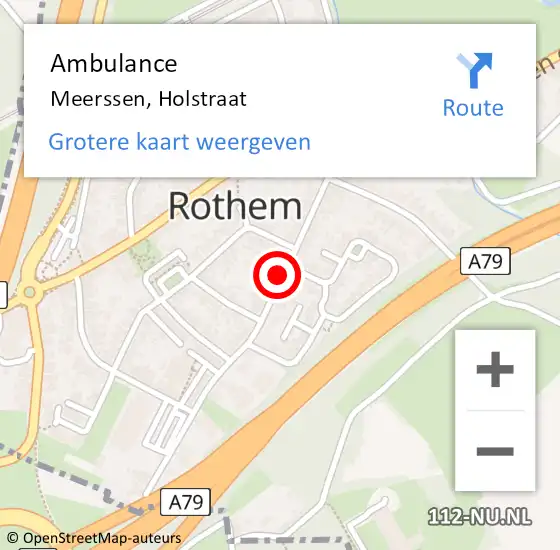 Locatie op kaart van de 112 melding: Ambulance Meerssen, Holstraat op 5 oktober 2014 04:26