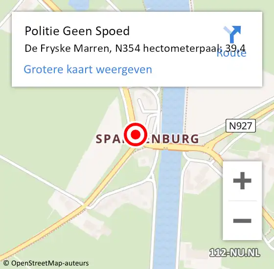 Locatie op kaart van de 112 melding: Politie Geen Spoed Naar De Fryske Marren, N354 hectometerpaal: 39,4 op 8 mei 2024 14:09