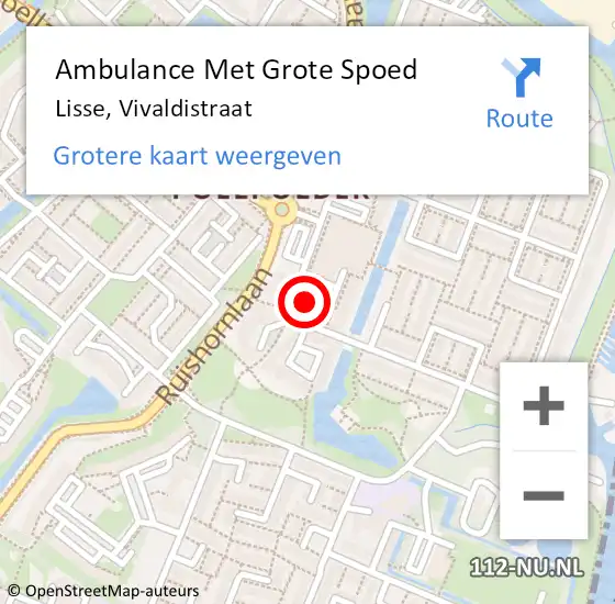 Locatie op kaart van de 112 melding: Ambulance Met Grote Spoed Naar Lisse, Vivaldistraat op 8 mei 2024 14:25