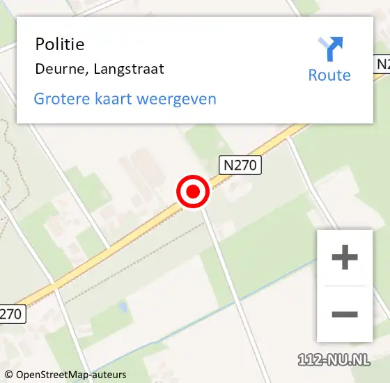 Locatie op kaart van de 112 melding: Politie Deurne, Langstraat op 5 oktober 2014 04:30