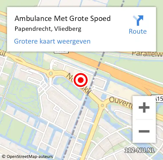 Locatie op kaart van de 112 melding: Ambulance Met Grote Spoed Naar Papendrecht, Vliedberg op 8 mei 2024 14:35