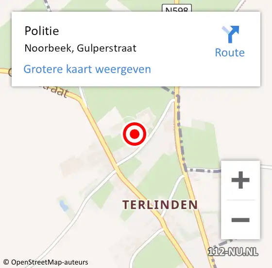 Locatie op kaart van de 112 melding: Politie Noorbeek, Gulperstraat op 8 mei 2024 14:50