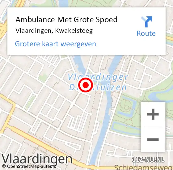 Locatie op kaart van de 112 melding: Ambulance Met Grote Spoed Naar Vlaardingen, Kwakelsteeg op 8 mei 2024 14:54