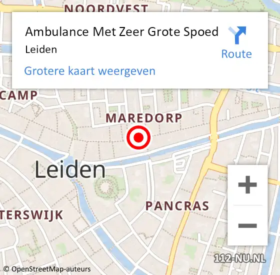 Locatie op kaart van de 112 melding: Ambulance Met Zeer Grote Spoed Naar Leiden op 8 mei 2024 15:04