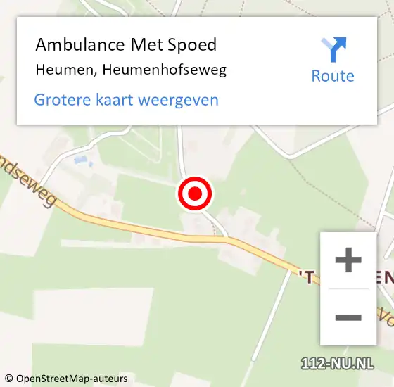 Locatie op kaart van de 112 melding: Ambulance Met Spoed Naar Heumen, Heumenhofseweg op 5 oktober 2014 04:49