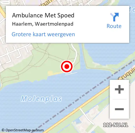 Locatie op kaart van de 112 melding: Ambulance Met Spoed Naar Haarlem, Waertmolenpad op 8 mei 2024 15:07