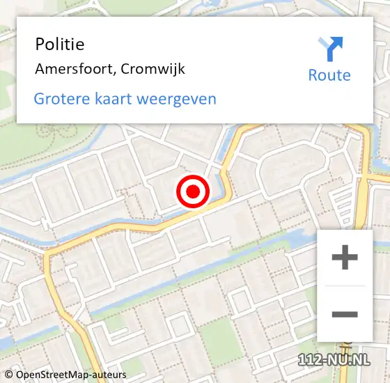 Locatie op kaart van de 112 melding: Politie Amersfoort, Cromwijk op 8 mei 2024 15:35
