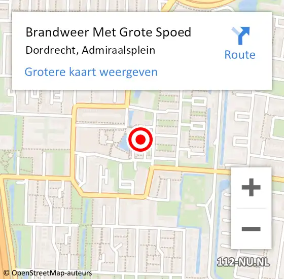 Locatie op kaart van de 112 melding: Brandweer Met Grote Spoed Naar Dordrecht, Admiraalsplein op 8 mei 2024 15:37