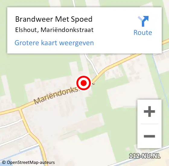 Locatie op kaart van de 112 melding: Brandweer Met Spoed Naar Elshout, Mariëndonkstraat op 8 mei 2024 15:43