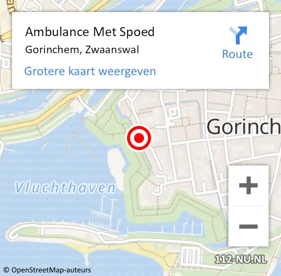 Locatie op kaart van de 112 melding: Ambulance Met Spoed Naar Gorinchem, Zwaanswal op 8 mei 2024 15:49