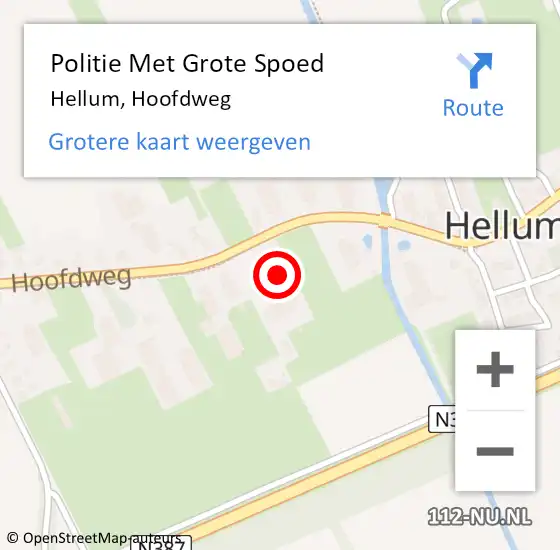 Locatie op kaart van de 112 melding: Politie Met Grote Spoed Naar Hellum, Hoofdweg op 8 mei 2024 16:03