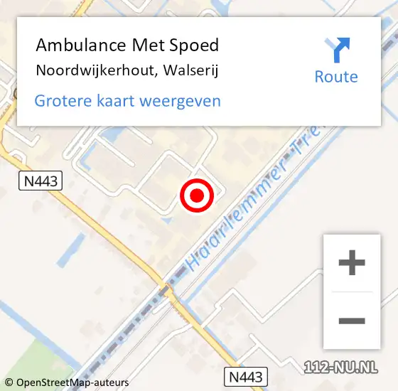 Locatie op kaart van de 112 melding: Ambulance Met Spoed Naar Noordwijkerhout, Walserij op 8 mei 2024 16:05