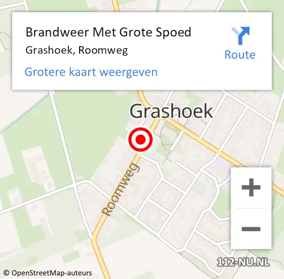 Locatie op kaart van de 112 melding: Brandweer Met Grote Spoed Naar Grashoek, Roomweg op 8 mei 2024 16:05