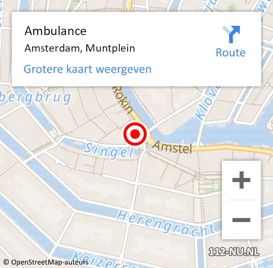 Locatie op kaart van de 112 melding: Ambulance Amsterdam, Muntplein op 8 mei 2024 16:13
