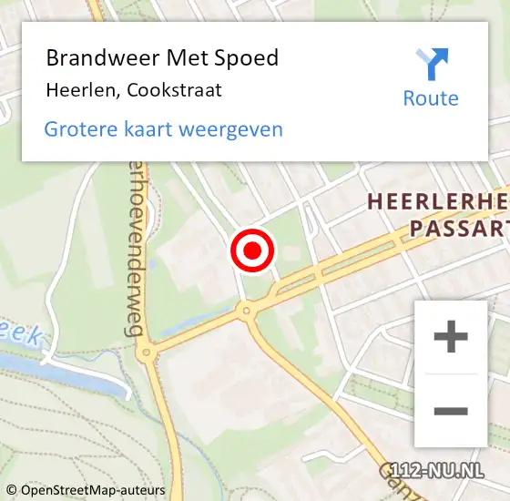 Locatie op kaart van de 112 melding: Brandweer Met Spoed Naar Heerlen, Cookstraat op 8 mei 2024 16:56