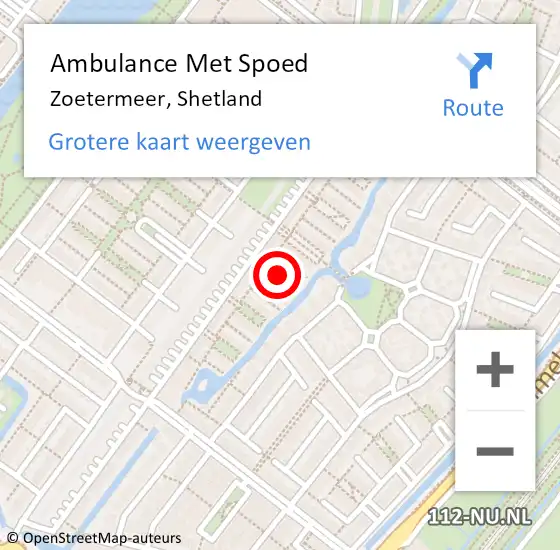 Locatie op kaart van de 112 melding: Ambulance Met Spoed Naar Zoetermeer, Shetland op 8 mei 2024 17:04
