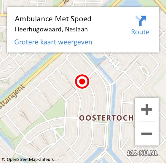 Locatie op kaart van de 112 melding: Ambulance Met Spoed Naar Heerhugowaard, Neslaan op 8 mei 2024 17:12