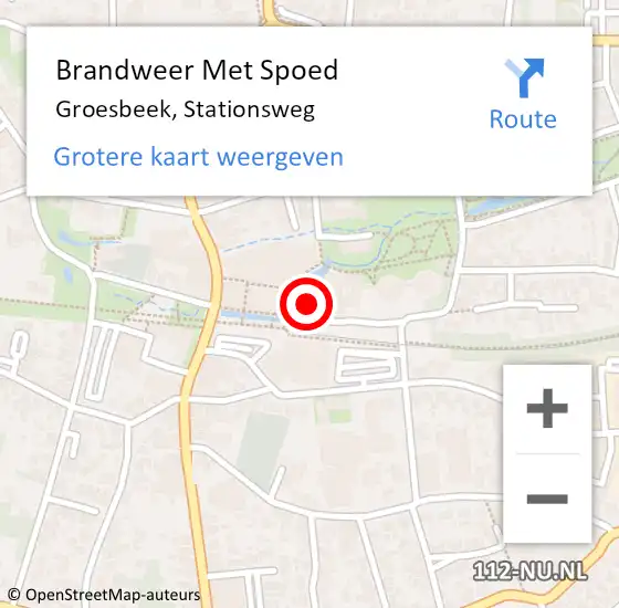 Locatie op kaart van de 112 melding: Brandweer Met Spoed Naar Groesbeek, Stationsweg op 8 mei 2024 17:49