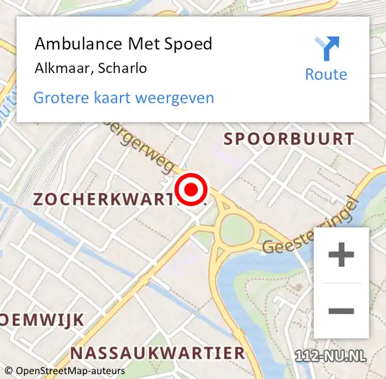 Locatie op kaart van de 112 melding: Ambulance Met Spoed Naar Alkmaar, Scharlo op 8 mei 2024 17:49