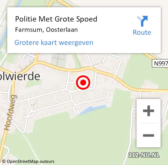Locatie op kaart van de 112 melding: Politie Met Grote Spoed Naar Farmsum, Oosterlaan op 8 mei 2024 17:58